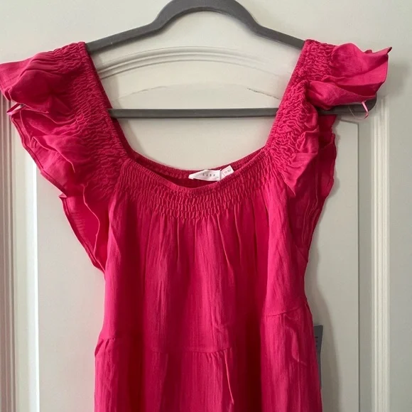 NWT Lush “Azalea” Pink Flutter Sleeve Tiered Summer Dress Women’s XS - Picture 11 of 15